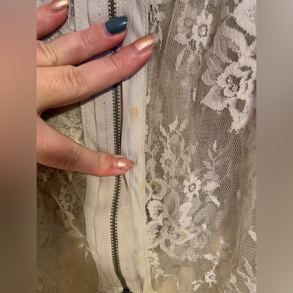 Vintage Free People sheer lace double zip ruffle shirt blouse top women’s Small - Picture 7 of 10